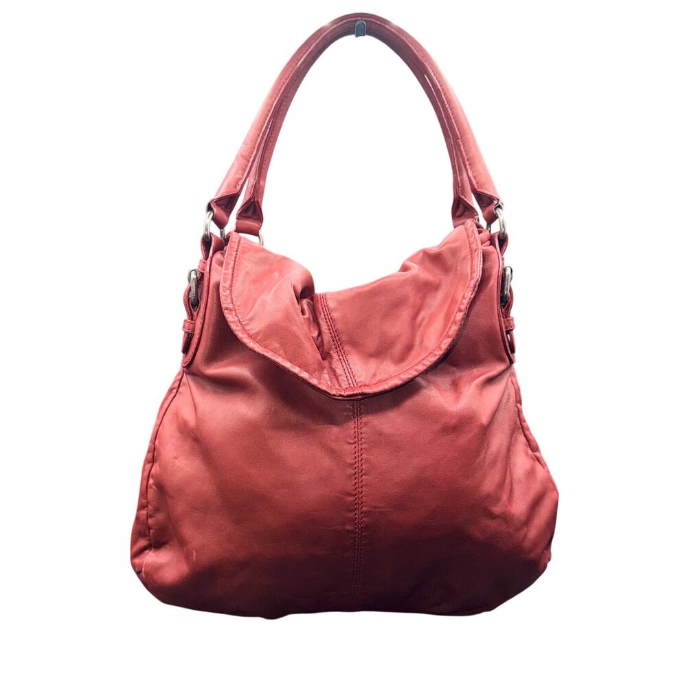 J. Jill Red Genuine Leather Slouch Hobo Shoulder Bag Large Soft Leather Purse